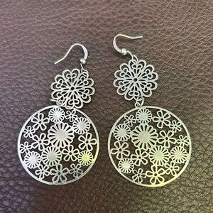 Costume pendant silver earrings